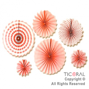 ADORNO GUIRNALDA ABANICO ROSETAS CARTULINA DISEO ROSA KIT X 6 UNIDADES